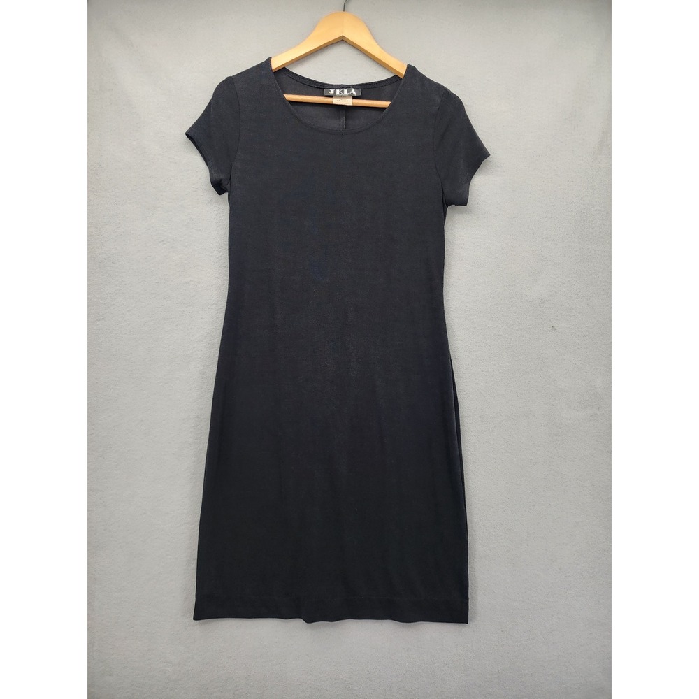 JKLA California Vintage Black Short Sleeve Mini Dress Large Stretchy Made in USA